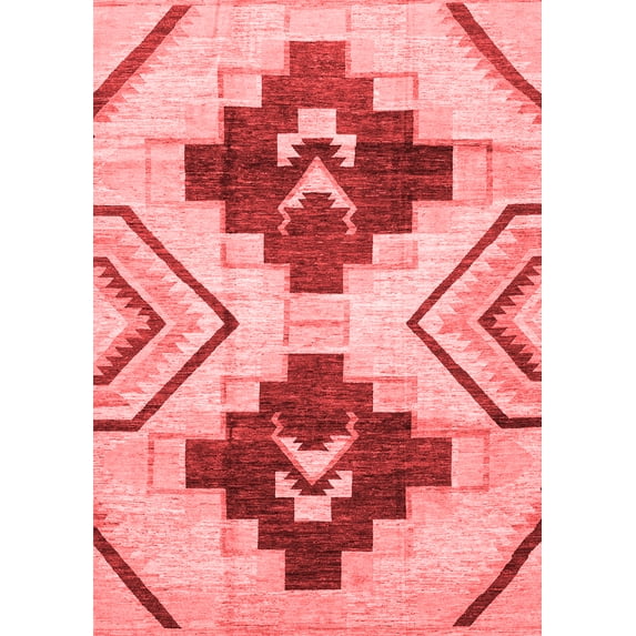 Ahgly Company Machine Washable Indoor Rectangle Southwestern Red Country Area Rugs, 5' x 7'