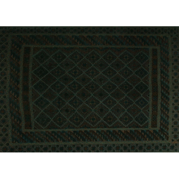Ahgly Company Machine Washable Indoor Rectangle Southwestern Turquoise Blue Country Area Rugs, 2' x 4'