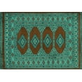thumbnail image 1 of Ahgly Company Machine Washable Indoor Rectangle Southwestern Turquoise Blue Country Area Rugs, 5' x 7', 1 of 4