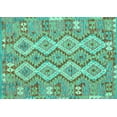 thumbnail image 1 of Ahgly Company Machine Washable Indoor Rectangle Southwestern Turquoise Blue Country Area Rugs, 5' x 8', 1 of 4