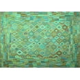 thumbnail image 1 of Ahgly Company Machine Washable Indoor Rectangle Southwestern Turquoise Blue Country Area Rugs, 7' x 9', 1 of 4