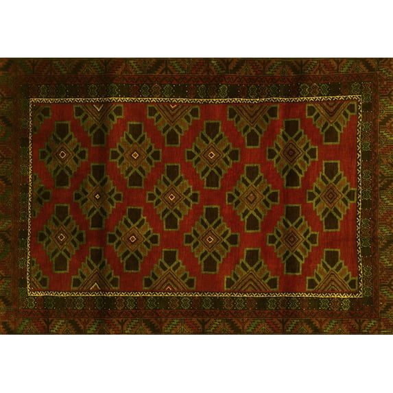 Ahgly Company Machine Washable Indoor Rectangle Southwestern Yellow Country Area Rugs, 2' x 4'