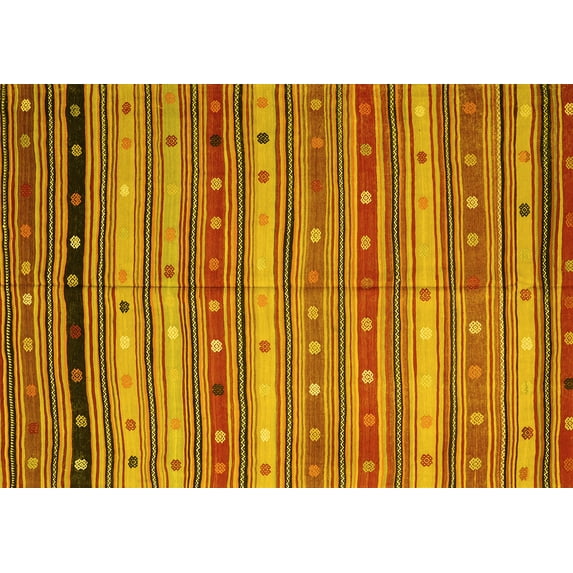 Ahgly Company Machine Washable Indoor Rectangle Southwestern Yellow Country Area Rugs, 2' x 5'