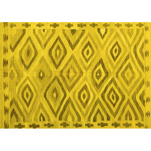 Ahgly Company Machine Washable Indoor Rectangle Southwestern Yellow Country Area Rugs, 4' x 6'