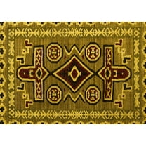 Ahgly Company Machine Washable Indoor Rectangle Southwestern Yellow Country Area Rugs, 5' x 7'