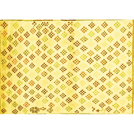 Ahgly Company Machine Washable Indoor Rectangle Southwestern Yellow Country Area Rugs, 5' x 7'