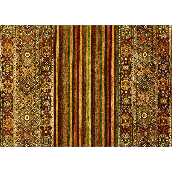 Ahgly Company Machine Washable Indoor Rectangle Southwestern Yellow Country Area Rugs, 5' x 7'