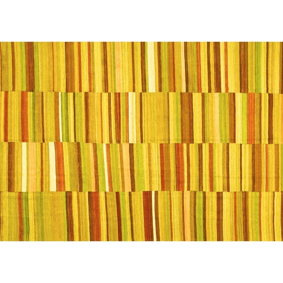 Ahgly Company Machine Washable Indoor Rectangle Southwestern Yellow Country Area Rugs, 5' x 7'