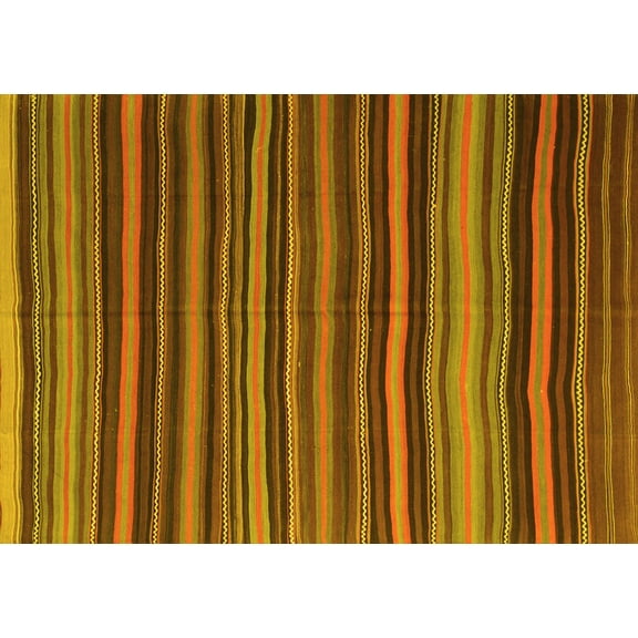 Ahgly Company Machine Washable Indoor Rectangle Southwestern Yellow Country Area Rugs, 5' x 7'
