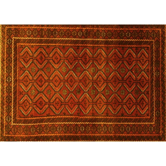 Ahgly Company Machine Washable Indoor Rectangle Southwestern Yellow Country Area Rugs, 5' x 7'