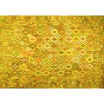 Ahgly Company Machine Washable Indoor Rectangle Southwestern Yellow Country Area Rugs, 5' x 7'