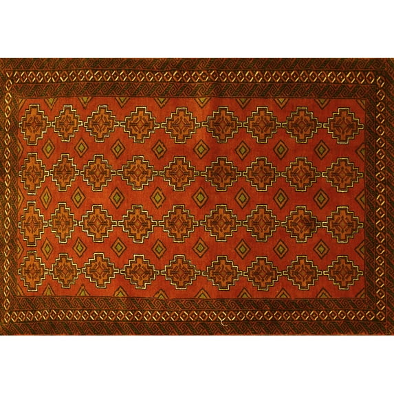 Ahgly Company Machine Washable Indoor Rectangle Southwestern Yellow Country Area Rugs, 5' x 8'