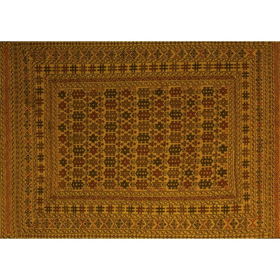 Ahgly Company Machine Washable Indoor Rectangle Southwestern Yellow Country Area Rugs, 6' x 9'