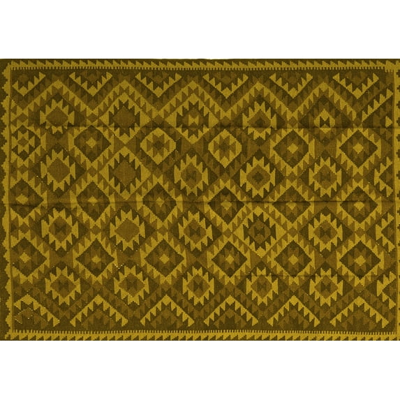 Ahgly Company Machine Washable Indoor Rectangle Southwestern Yellow Country Area Rugs, 6' x 9'