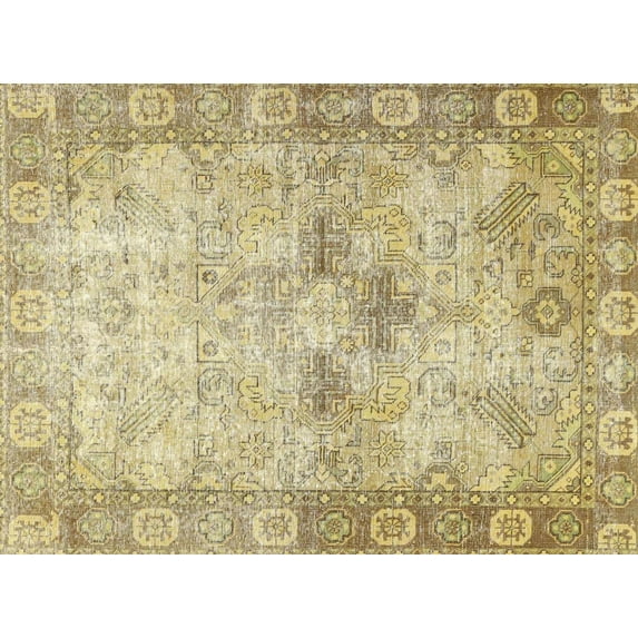 Ahgly Company Machine Washable Indoor Rectangle Traditional Brown Gold Area Rugs, 5' x 8'