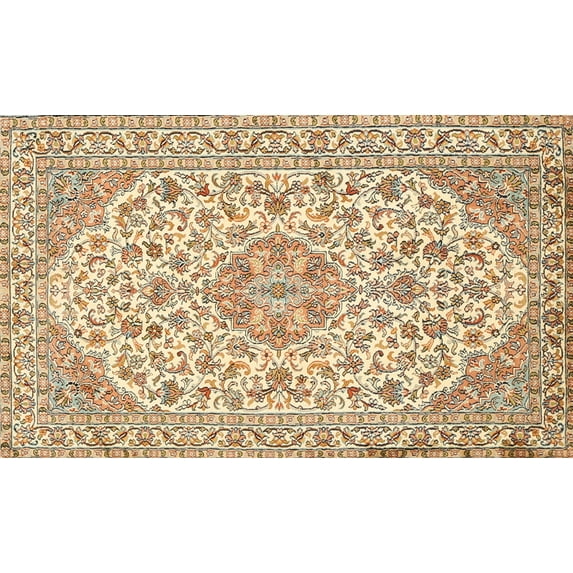 Ahgly Company Machine Washable Indoor Rectangle Traditional Brown Gold Area Rugs, 7' x 9'