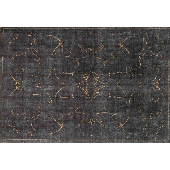 Ahgly Company Machine Washable Indoor Rectangle Traditional Carbon Gray Area Rugs, 3' x 5'