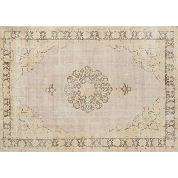 Ahgly Company Machine Washable Indoor Rectangle Traditional Light French Beige Brown Area Rugs, 3' x 5'