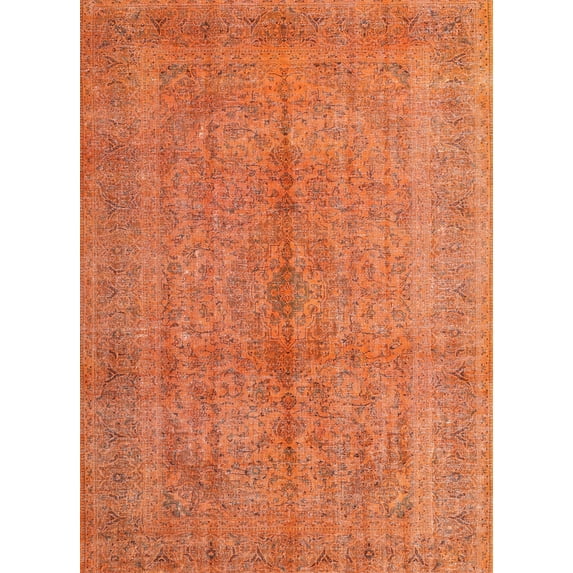 Ahgly Company Machine Washable Indoor Rectangle Traditional Orange Red Area Rugs, 5' x 7'
