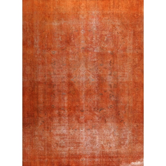 Ahgly Company Machine Washable Indoor Rectangle Traditional Orange Red Area Rugs, 8' x 12'