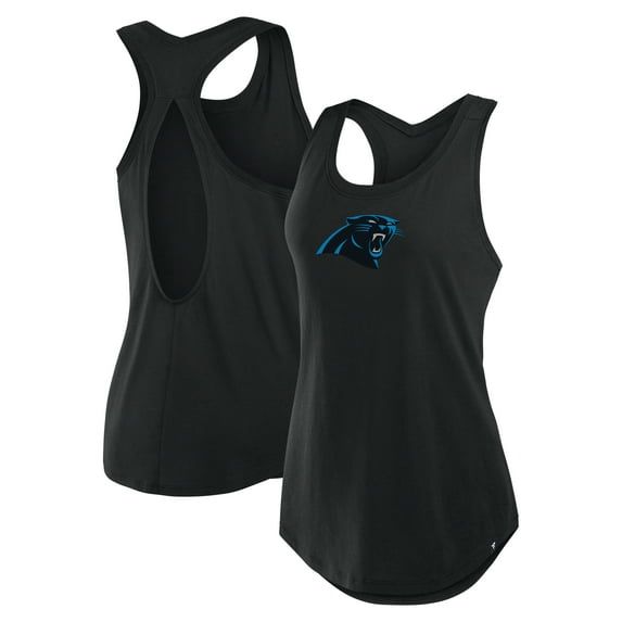 Women's Fanatics Black Carolina Panthers Iron Fan Tank Top