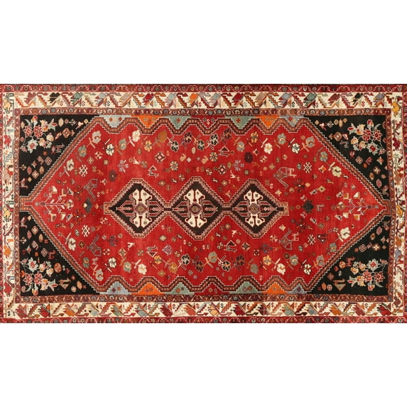 Ahgly Company Machine Washable Indoor Rectangle Traditional Rust Pink Area Rugs, 5' x 8'