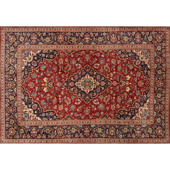 Ahgly Company Machine Washable Indoor Rectangle Traditional Saffron Red Area Rugs, 5' x 7'