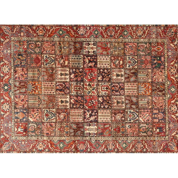Ahgly Company Machine Washable Indoor Rectangle Traditional Tangerine Pink Area Rugs, 9' x 12'