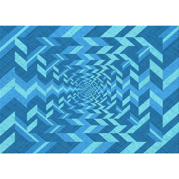 Ahgly Company Machine Washable Indoor Rectangle Transitional Blue Area Rugs, 7' x 10'