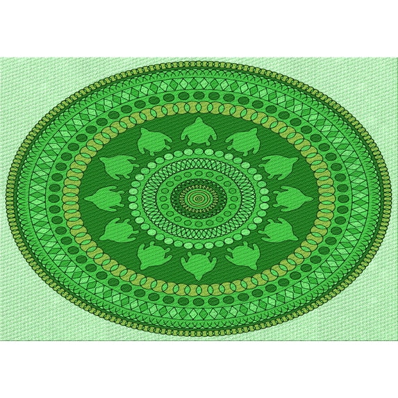 Ahgly Company Machine Washable Indoor Rectangle Transitional Green Area Rugs, 3' x 5'