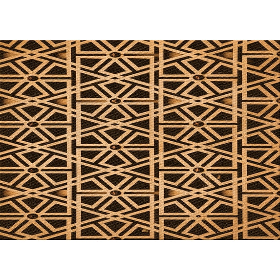 Ahgly Company Machine Washable Indoor Rectangle Transitional Orange Area Rugs, 7' x 10'