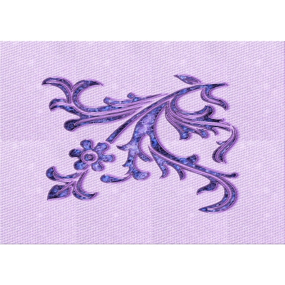 Ahgly Company Machine Washable Indoor Rectangle Transitional Purple Area Rugs, 3' x 5'