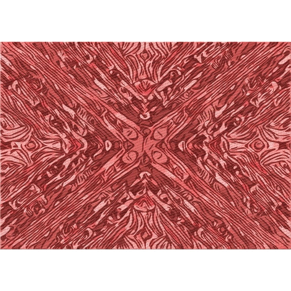 Ahgly Company Machine Washable Indoor Rectangle Transitional Red Area Rugs, 7' x 9'