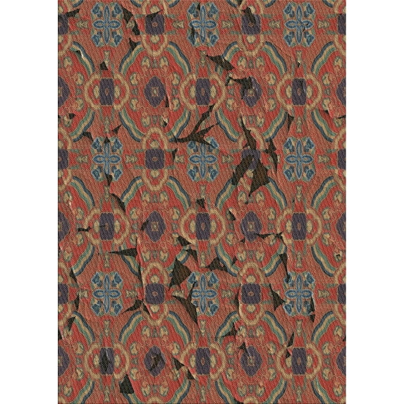 Ahgly Company Machine Washable Indoor Rectangle Transitional Saffron Red Area Rugs, 8' x 10'