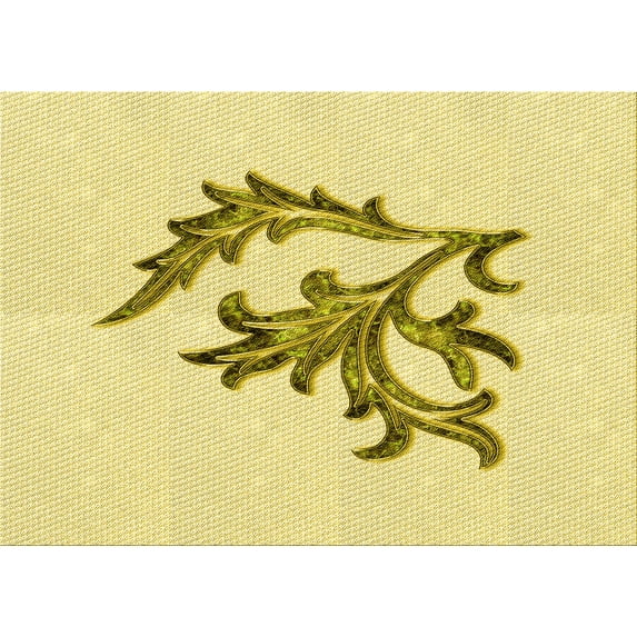 Ahgly Company Machine Washable Indoor Rectangle Transitional Sun Yellow Area Rugs, 6' x 9'