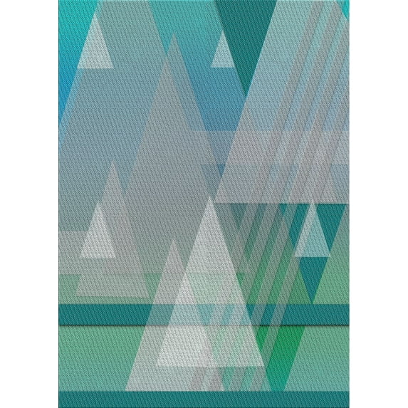 Ahgly Company Machine Washable Indoor Rectangle Transitional Tiffany Blue Area Rugs, 5' x 7'
