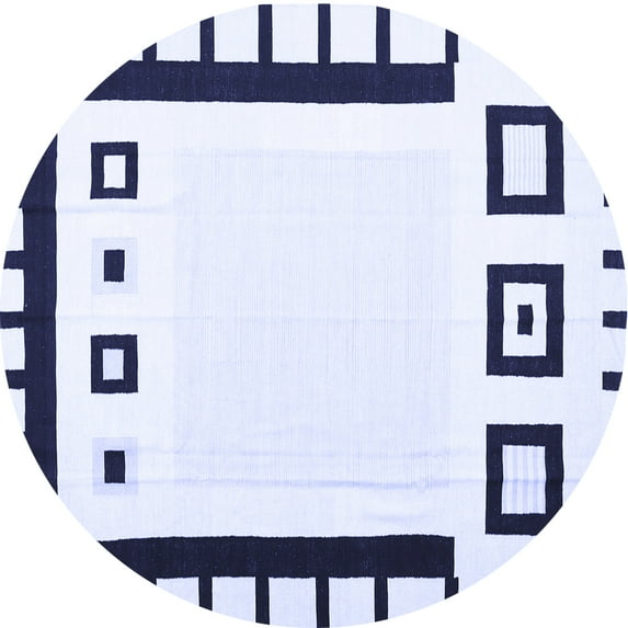 Ahgly Company Machine Washable Indoor Round Abstract Blue Contemporary Area Rugs, 3' Round