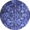 thumbnail image 1 of Ahgly Company Machine Washable Indoor Round Abstract Blue Contemporary Area Rugs, 5' Round, 1 of 4