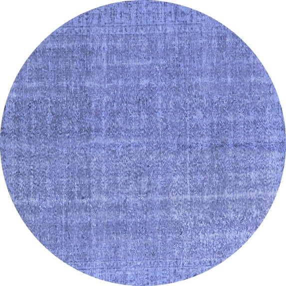 Ahgly Company Machine Washable Indoor Round Abstract Blue Contemporary Area Rugs, 6' Round