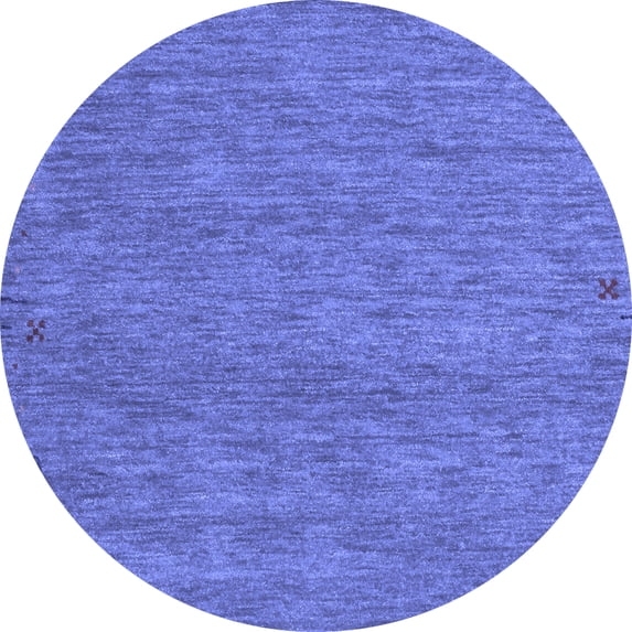 Ahgly Company Machine Washable Indoor Round Abstract Blue Contemporary Area Rugs, 8' Round