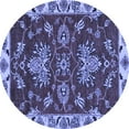 thumbnail image 1 of Ahgly Company Machine Washable Indoor Round Abstract Blue Modern Area Rugs, 3' Round, 1 of 4