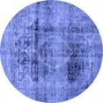 thumbnail image 1 of Ahgly Company Machine Washable Indoor Round Abstract Blue Modern Area Rugs, 3' Round, 1 of 4