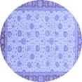 thumbnail image 1 of Ahgly Company Machine Washable Indoor Round Abstract Blue Modern Area Rugs, 3' Round, 1 of 4