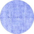 thumbnail image 1 of Ahgly Company Machine Washable Indoor Round Abstract Blue Modern Area Rugs, 4' Round, 1 of 4