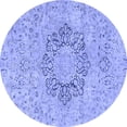 thumbnail image 1 of Ahgly Company Machine Washable Indoor Round Abstract Blue Modern Area Rugs, 4' Round, 1 of 4