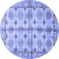 thumbnail image 1 of Ahgly Company Machine Washable Indoor Round Abstract Blue Modern Area Rugs, 4' Round, 1 of 4
