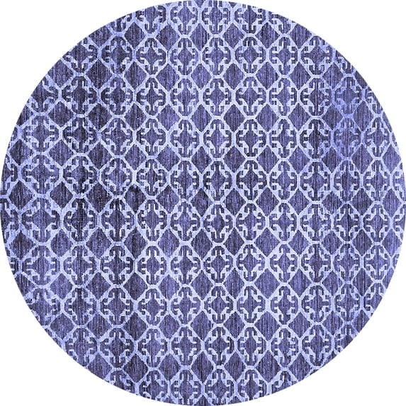 Ahgly Company Machine Washable Indoor Round Abstract Blue Modern Area Rugs, 5' Round