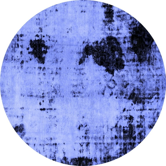 Ahgly Company Machine Washable Indoor Round Abstract Blue Modern Area Rugs, 5' Round