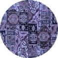 thumbnail image 1 of Ahgly Company Machine Washable Indoor Round Abstract Blue Modern Area Rugs, 5' Round, 1 of 4