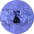 thumbnail image 1 of Ahgly Company Machine Washable Indoor Round Abstract Blue Modern Area Rugs, 5' Round, 1 of 4
